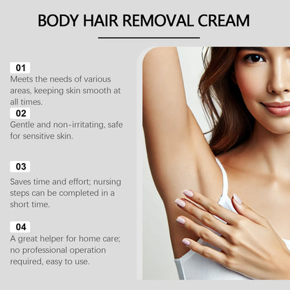 Body Hair Removal Cream - Gentle and Fast Hair Removal, Odorless, Daily Body Care, Portable Hair Removal Cream