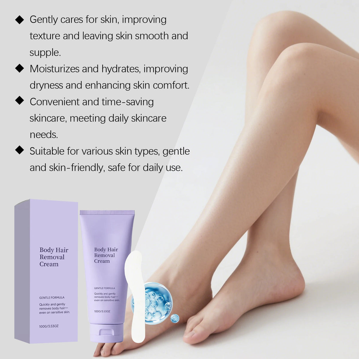 Body Hair Removal Cream - Gentle and Fast Hair Removal, Odorless, Daily Body Care, Portable Hair Removal Cream