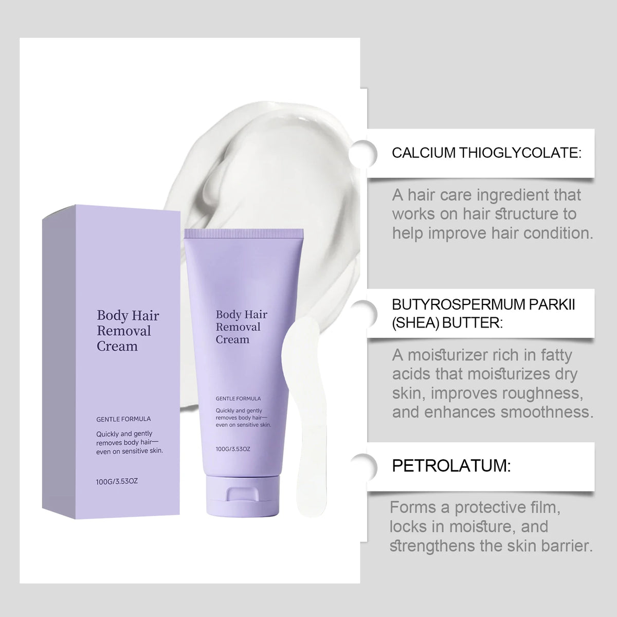 Body Hair Removal Cream - Gentle and Fast Hair Removal, Odorless, Daily Body Care, Portable Hair Removal Cream